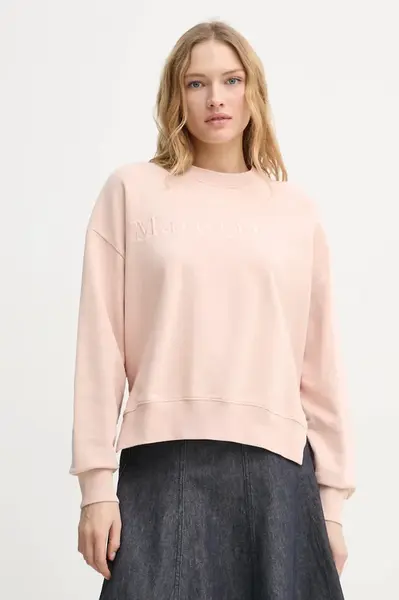 Bavlněná mikina Marc O'Polo dámská, růžová barva, s aplikací, 502407354033