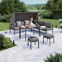 Ambia Garden JÍDELNÍ TERASOVÁ SOUPRAVA 5dílné, kov, sklo, textil