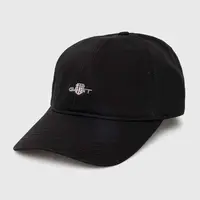 Bavlněná baseballová čepice Gant černá barva, s aplikací