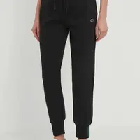 Tepláky Lacoste černá barva, hladké