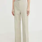 Kalhoty Lovechild dámské, béžová barva, jednoduché, high waist, 24-2-511-2020