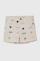 Dětské riflové kraťasy Guess bílá barva, vzorované, nastavitelný pas