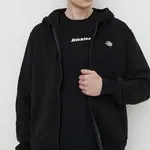 Mikina Dickies SUMMERDALE ZIP THROUGH pánská, černá barva, s kapucí, hladká, DK0A4YQA