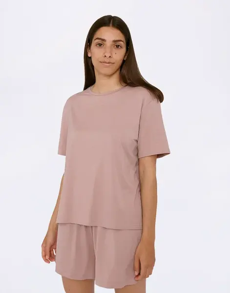 Tričko Organic Basics Soft Touch Boxy Tee Dusty Rose