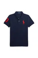 Dětská bavlněná polokošile Polo Ralph Lauren tmavomodrá barva, s potiskem, 323708861113
