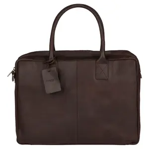 Kožená taška na notebook Burkely Taylor - tmavě hnědá
