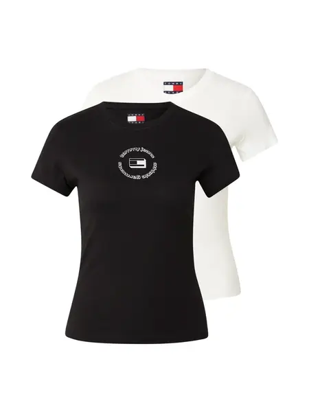 Tommy Jeans Tričko 'Ess'  čierna / biela