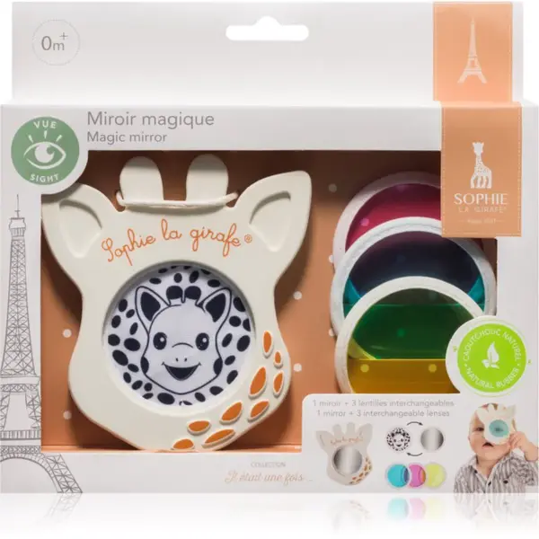 Sophie La Girafe Vulli Magic Mirror zrcátko pro děti od narození Blue, Pink, Yellow 3 ks
