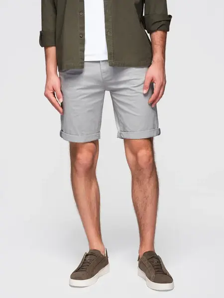Ombre Men's classic chino shorts with rolled up leg - grey