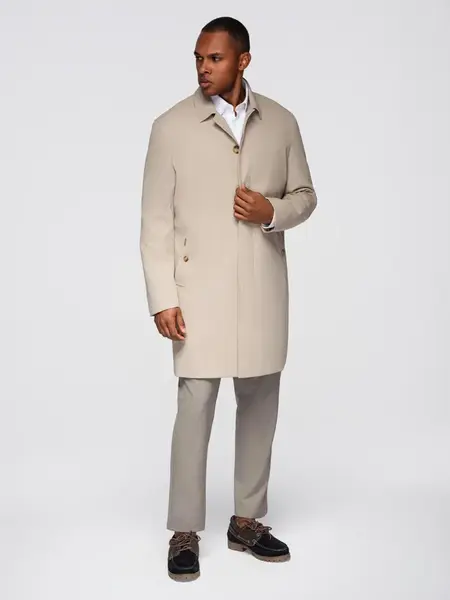 Ombre Men's minimalist coat with detachable vest - beige