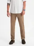 Ombre Men's REGULAR FIT chino pants with fine texture - dark beige