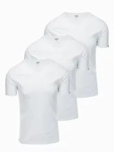 Ombre Set of men's cotton V-neck BASIC shirts - 3x white