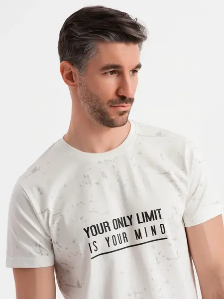 Ombre Men's printed t-shirt with round neckline - white