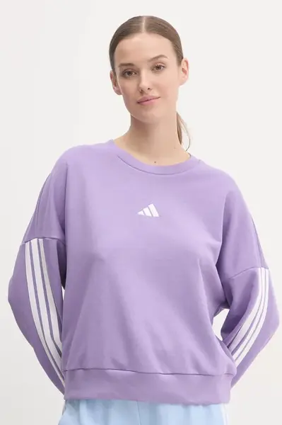 Mikina adidas Essentials dámská, fialová barva, s aplikací, JD5291
