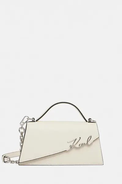 Kožená kabelka Karl Lagerfeld K/SIGNATURE béžová barva, A1W30458