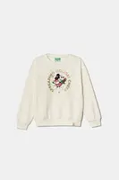 Dětská mikina United Colors of Benetton béžová barva, s potiskem, 3J73C10LB