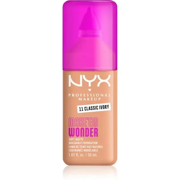 NYX Professional Makeup Make ‘Em Wonder ľahký zmatňujúci make-up odtieň 11 Classic Ivory 30 ml