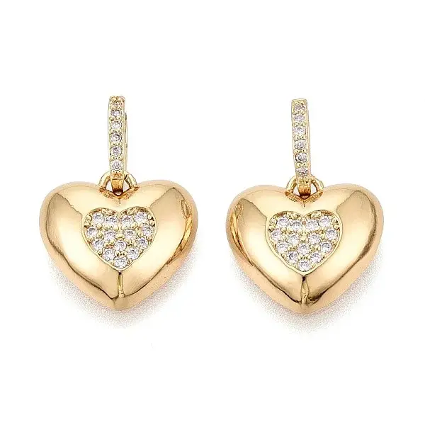 Valentine's Day Brass Micro Pave Clear Cubic Zirconia Pendants