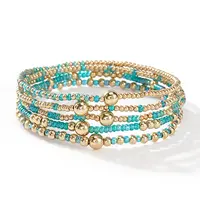 Gold Beaded Friendship Bracelet Set Handmade Stacking Jewelry for Women