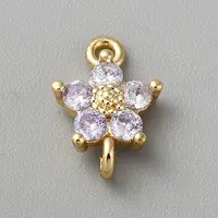 Light Gold Plated Brass Pave Glass Connector Charms