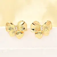 Bowknot Brass Micro Pave Cubic Zirconia Stud Earrings