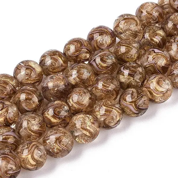 Handmade Gold Sand Lampwork Beads Strands