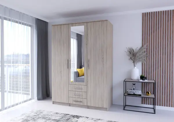 Šatní skříň Szantal 3D Barva korpusu: Dub - sonoma, Rozměry: 150 cm