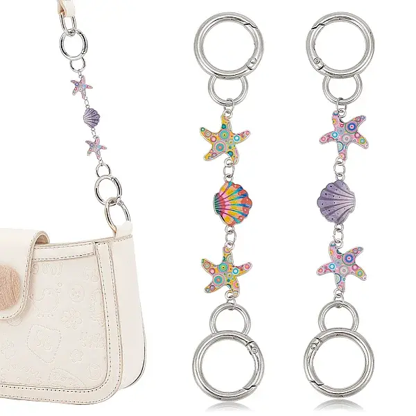 Shell & Starfish Alloy Enamel Link Purse Strap Extenders