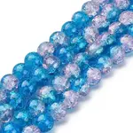 1Strand Two Tone Transparent Crackle Glass Round Beads Strands