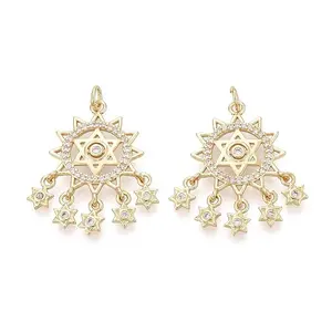 Brass Micro Pave Clear Cubic Zirconia Pendants