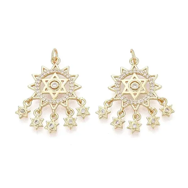 Brass Micro Pave Clear Cubic Zirconia Pendants