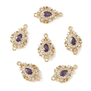 3Pcs Brass Micro Pave Cubic Zirconia Links Connectors