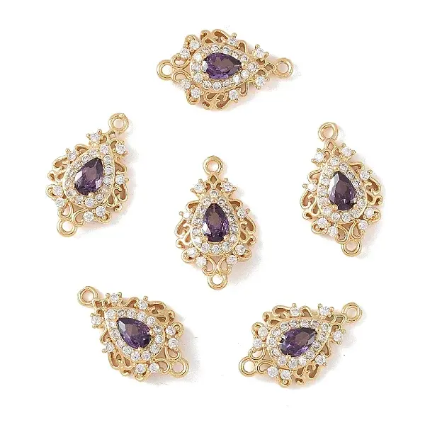 3Pcs Brass Micro Pave Cubic Zirconia Links Connectors