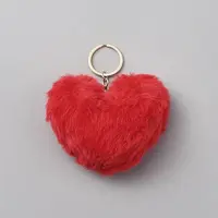 Heart Polyester Rabbit Hair Pendant Keychain