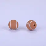 Printed Round with Rugby Pattern Silicone Focal Beads