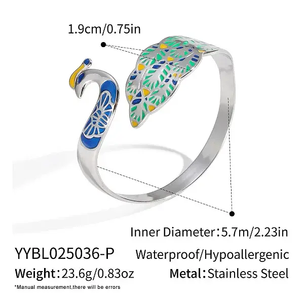 304 Stainless Steel Enamel Cuff Bangles for Women