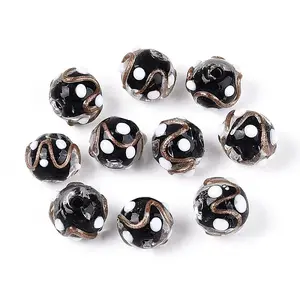 Handmade Gold Sand Lampwork Beads