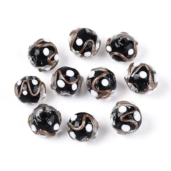 Handmade Gold Sand Lampwork Beads