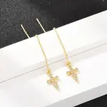 Cross Brass Micro Pave Clear Cubic Zirconia Ear Thread