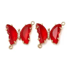 Brass Pave Faceted Glass Connector Charms