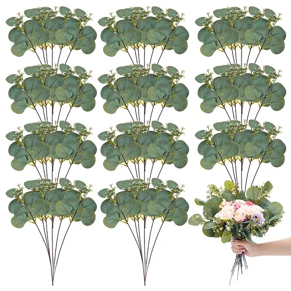 Silk Cloth & Plastic Artificial Eucalyptus Leaves