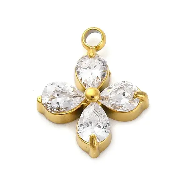 304 Stainless Steel Micro Pave Cubic Zirconia Pendants