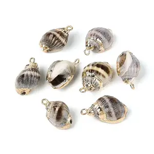 Electroplate Natural Spiral Shell Pendants