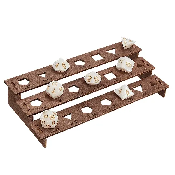 1 Set 3-Tier Wooden Dice Organizer Display Riser Racks