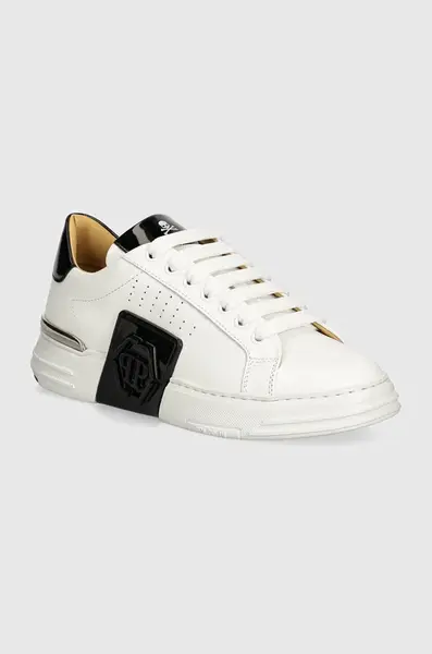 Kožené tenisky Philipp Plein Hexagon Phantom Kicks bílá barva, USC0565 PLE025N 01