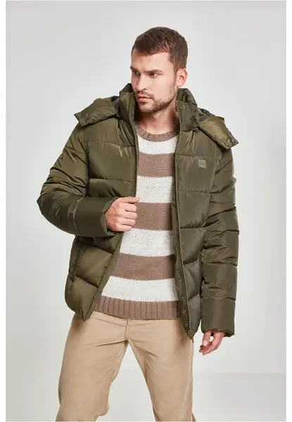Bunda Puffer s kapucí tmavě olivová