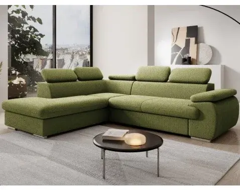 Rohová sedačka Viera, šalátovo zelená látka, ľavý roh%