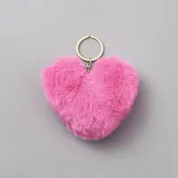 Heart Polyester Rabbit Hair Pendant Keychain