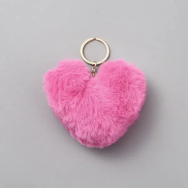Heart Polyester Rabbit Hair Pendant Keychain