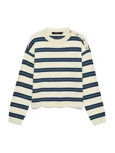 VERO MODA Sveter 'VMGOLD'  béžová / modrá